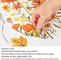 Vista 6 de Whaline 6 hojas de calcomanías florales de otoño para ventana, acuarela, hojas de arce, girasoles, calcomanías reutilizables de doble cara