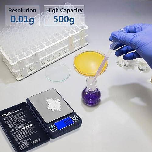 Miniatura 5 de Vitafit Báscula digital de gramo de 17.64 oz en 0.00 oz, alta precisión garantizada por burbuja de nivel incorporada, báscula profesional desde