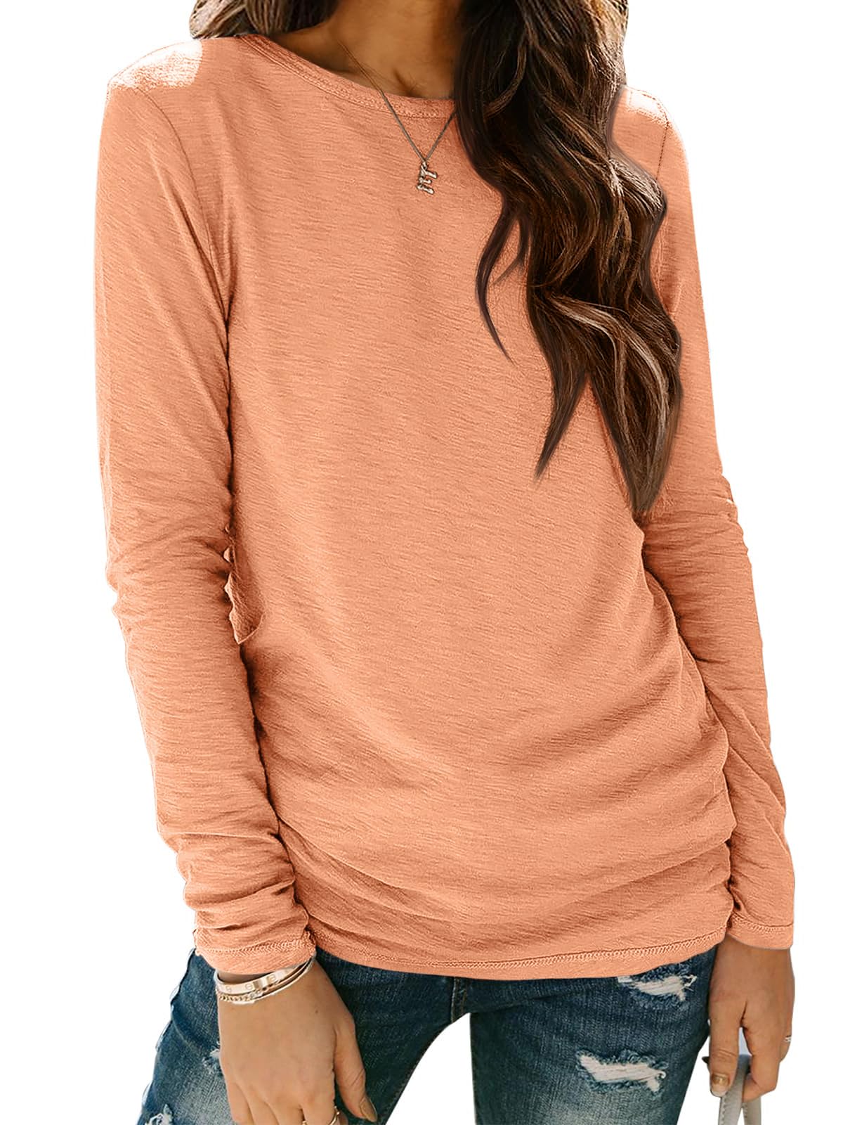 ATHMILE Womens Long Sleeve Shirts Basic Tee Fall Trendy Spring Top Business Casual Beach Vacation Workout 2026 Fashion