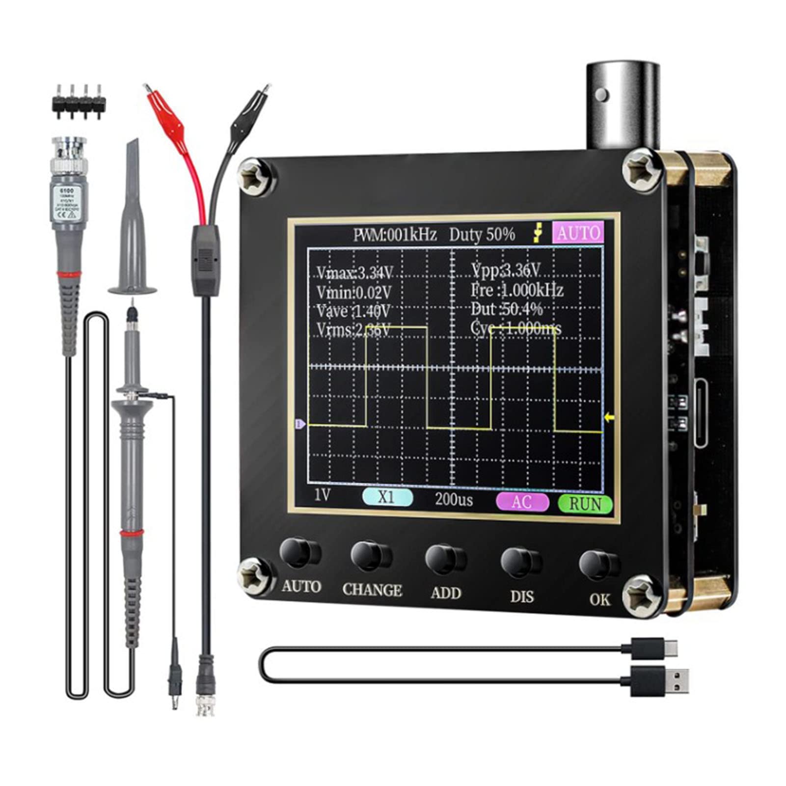 Osciloscopio digital portátil, probador de forma de onda de señal de pantalla de 2,4 pulgadas