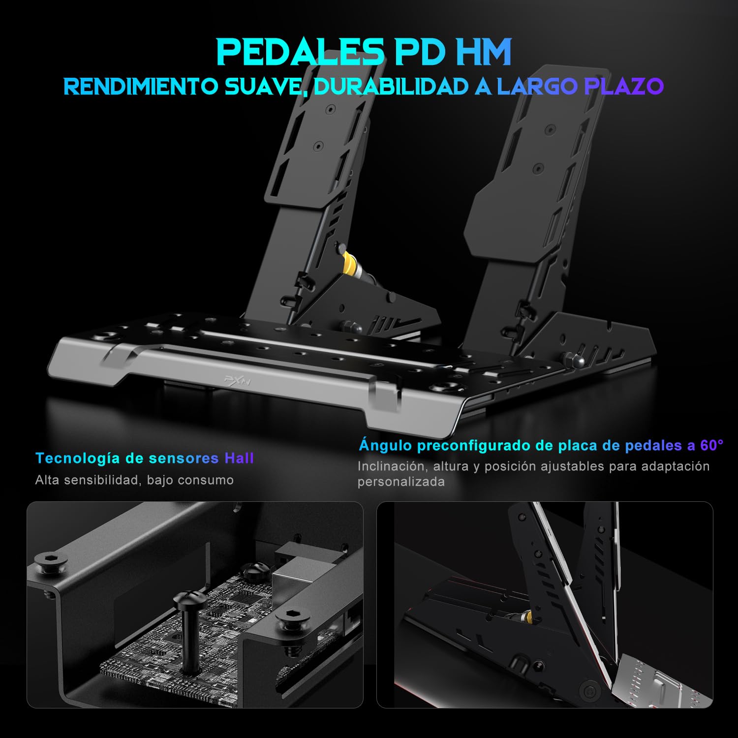 PXN VD6 Conjunto de Volante para Simracing 6 Nm – Base Servo de Baja Inercia, Volante de Carreras W AS, Pedales PD HM Hall y Abrazadera de Escritorio – Compatible solo con Windows 7 a 11 en PC | Base servo 6Nm con QR, volante 28cm, 2 pedales, mordaza, sop