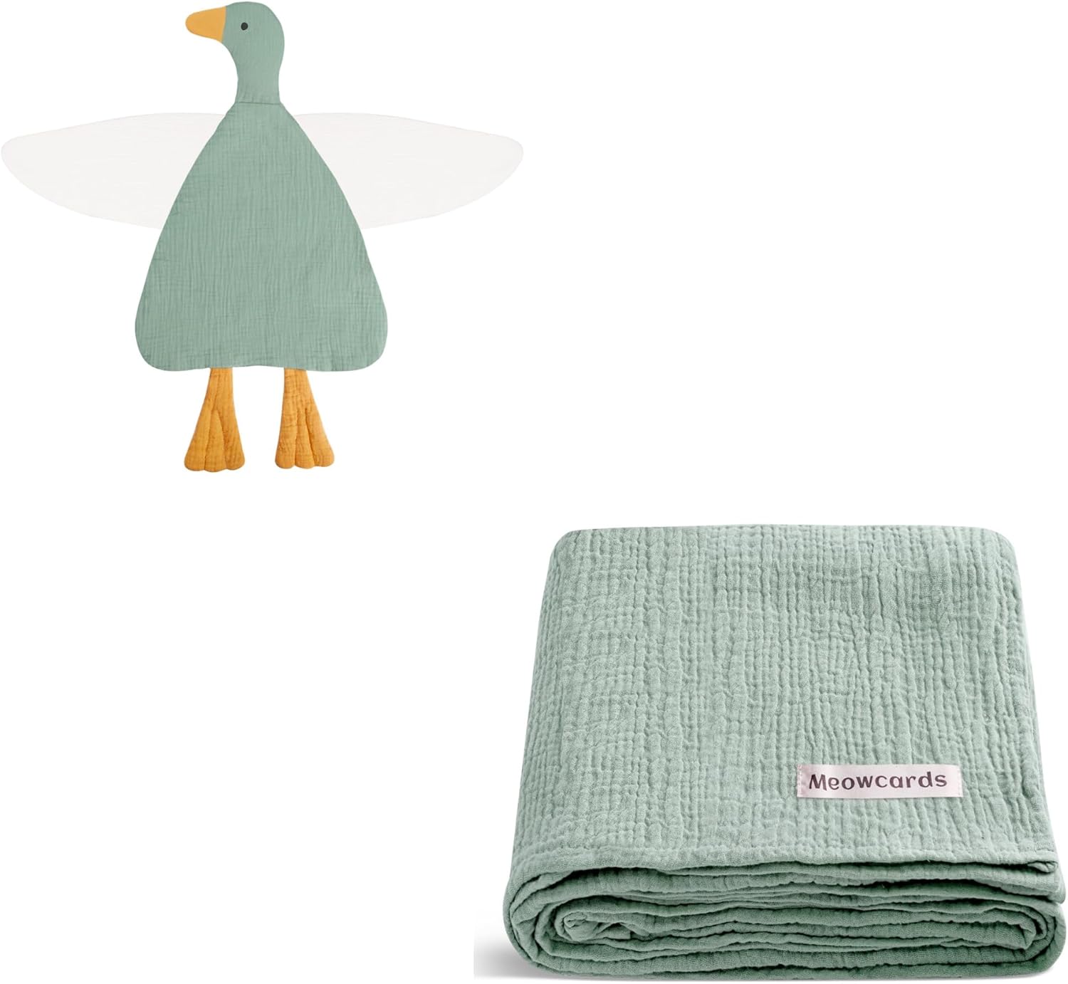 Baby Toys Lovey Duck Blankets（25 x 28 in） and Muslin Swaddle Blankets（47 x 47 in） Set