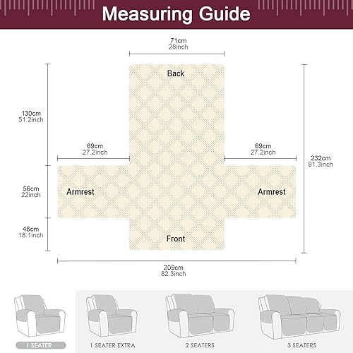 Miniatura 158 de TAOCOCO Funda para silla reclinable 100% impermeable, fundas antideslizantes para silla reclinable con bolsillo, protector de muebles lavable