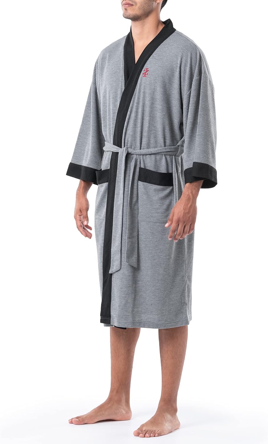 IZOD Men's Waffle Knit Kimono Robe - Image 3