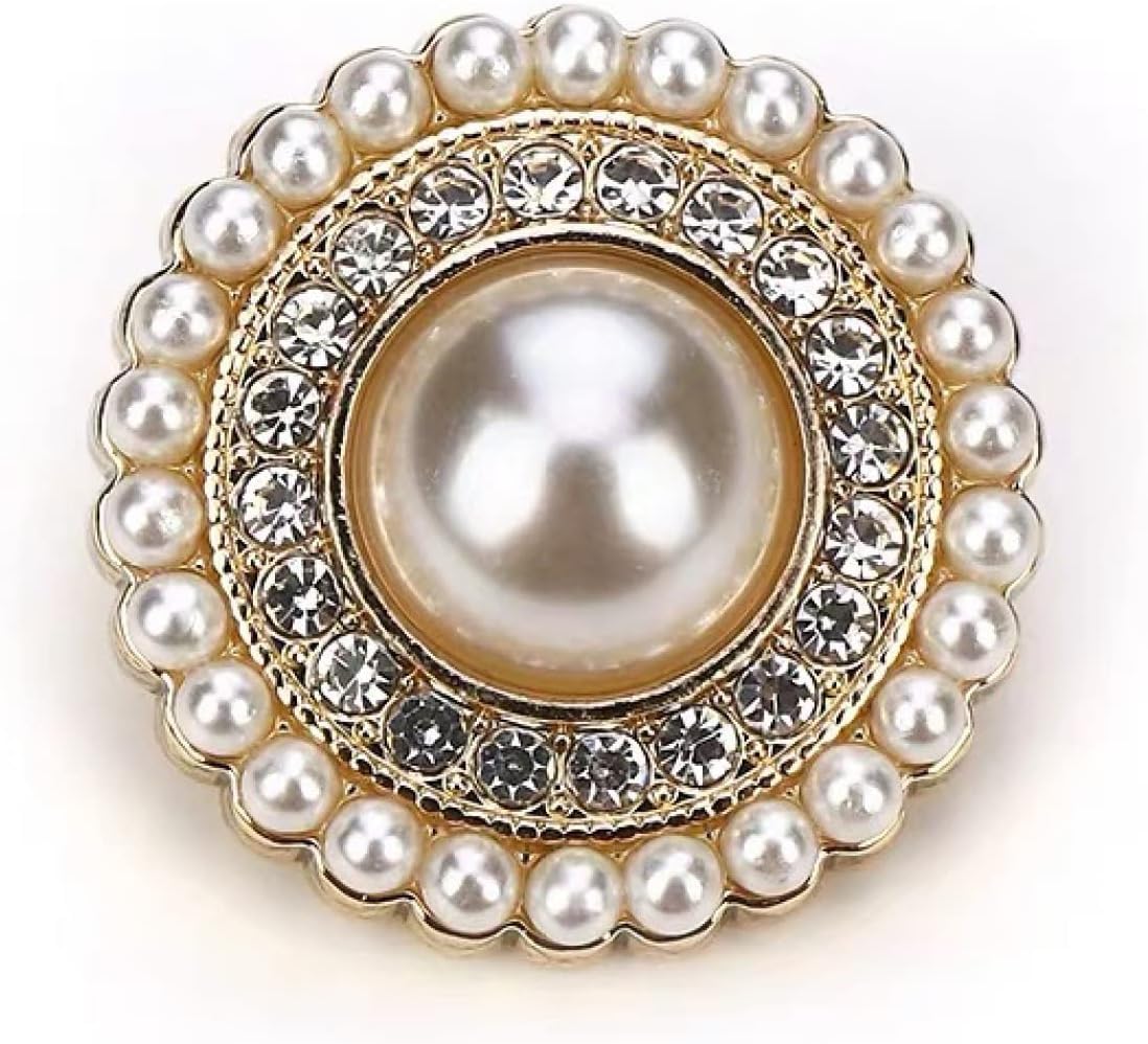 Przyciski do szycia， Guziki, guziki, ręcznie robione 5 sztuk do szycia perłowych guzików do odzieży DIY akcesoria ręczne Rhinestone(Silver,0.79in)