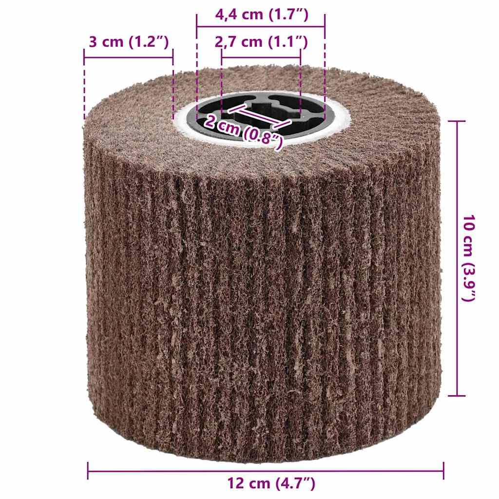 Juego de 3 rollos de papel de lija marrón de 12 x 12 x 10 cm, fibra sintética, disco de papel de lija para madera, metal y plástico, pulido con mecanismo de bloqueo de cámara para lijadora