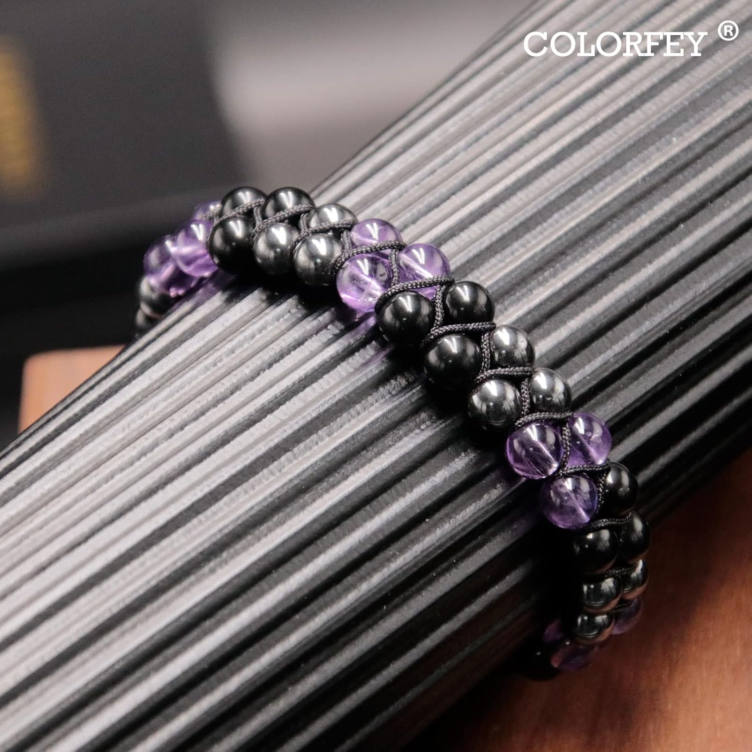 Triple Protection Bracelet for Women, Genuine Healing Crystal Bracelet Amethyst Black Obsidian Hematite 6mm, Pyramid Energy Crystal Beads Bracelet Christmas Gifts for Mom Wife for Protection Balance - Image 7