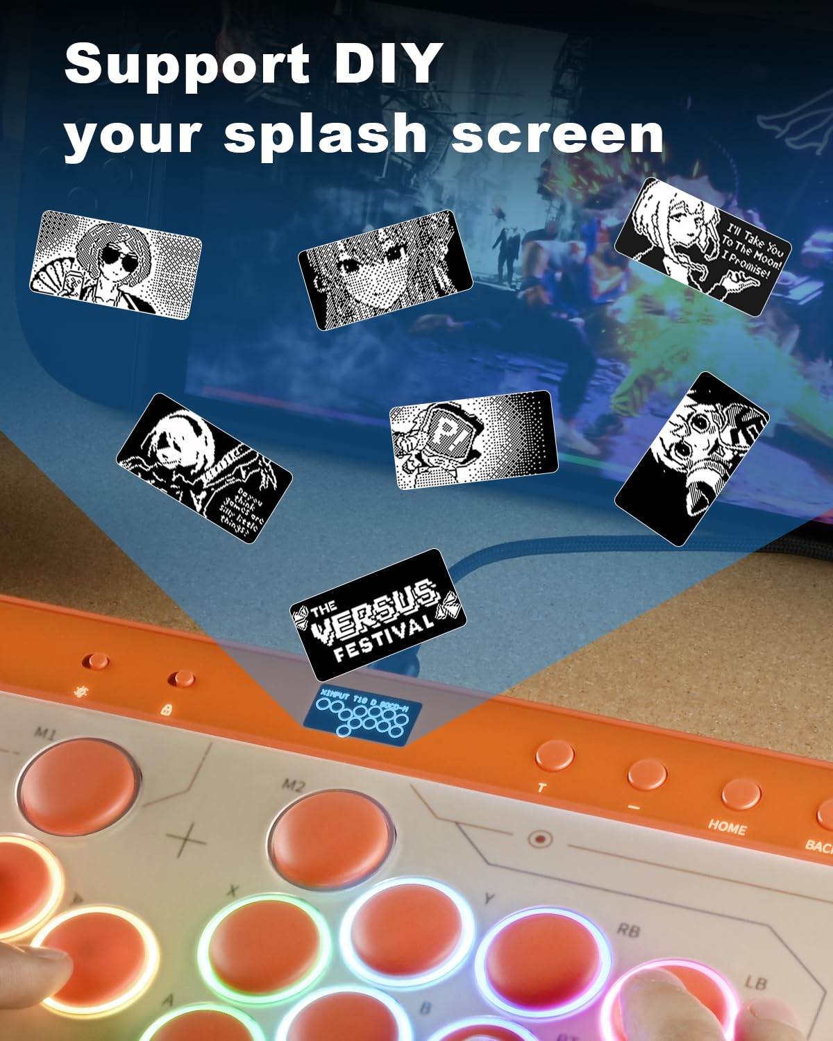 Leverless Controller Arcade Stick: Magnetischer, hebelloser Arcade-Stick mit RGB-Felgen, Premium-Haute42 C16 Arcade-Controller für PC/PS4/Switch-Spiel mit Sperrtaste, unterstützt Hot Swap und