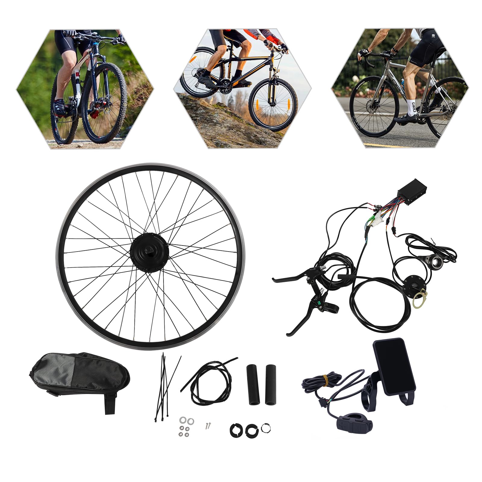 Kit de conversion de vélo électrique 700C / 28" / 29", moteur à engrenage sans balais 250 W avec 260 tr/min, kit de conversion de vélo électrique avec écran LCD et commande