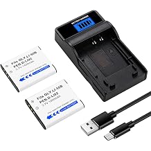 2-Pack Li-50B D-LI92 Battery and LED Charger Compatible with Olympus VR-340 1010 1020 1030SW Tough 6000 6020 8000 8010 MJU 1010 1020 TG 610 620 630 810 XZ-1 XZ-10