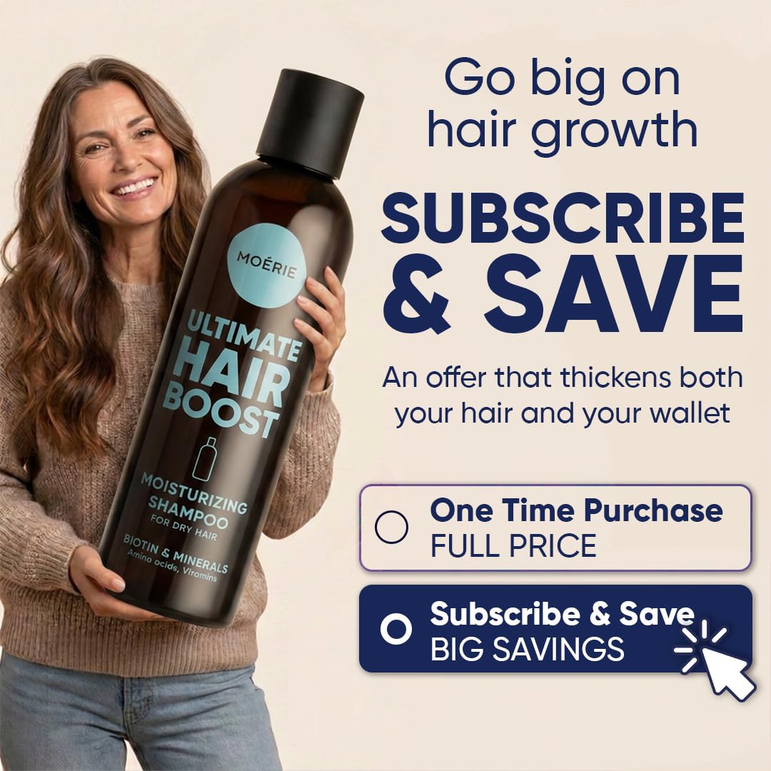 Moerie Ultimate Hair Growth Shampoo - Per capelli più lunghi, spessi e pieni - Prodotti volumizzanti vegani - Senza parabeni e silicone - Tutti i tipi di capelli - Idratante