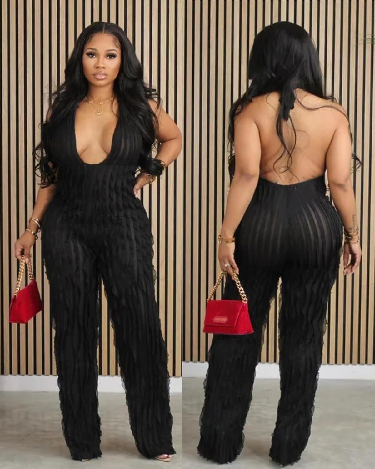 Doweha Sexy Summer Halter jumpsuits for women Dressy 2025 backless V Neck wide leg long pants jumpsuit Romper club outfit - Image 5