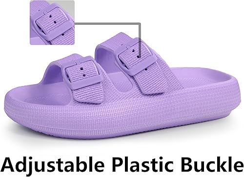 Miniatura 3 de Weweya - Sandalias para mujer y hombre, pantuflas acolchadas, sandalias ajustables con doble hebilla, sandalias planas de EVA