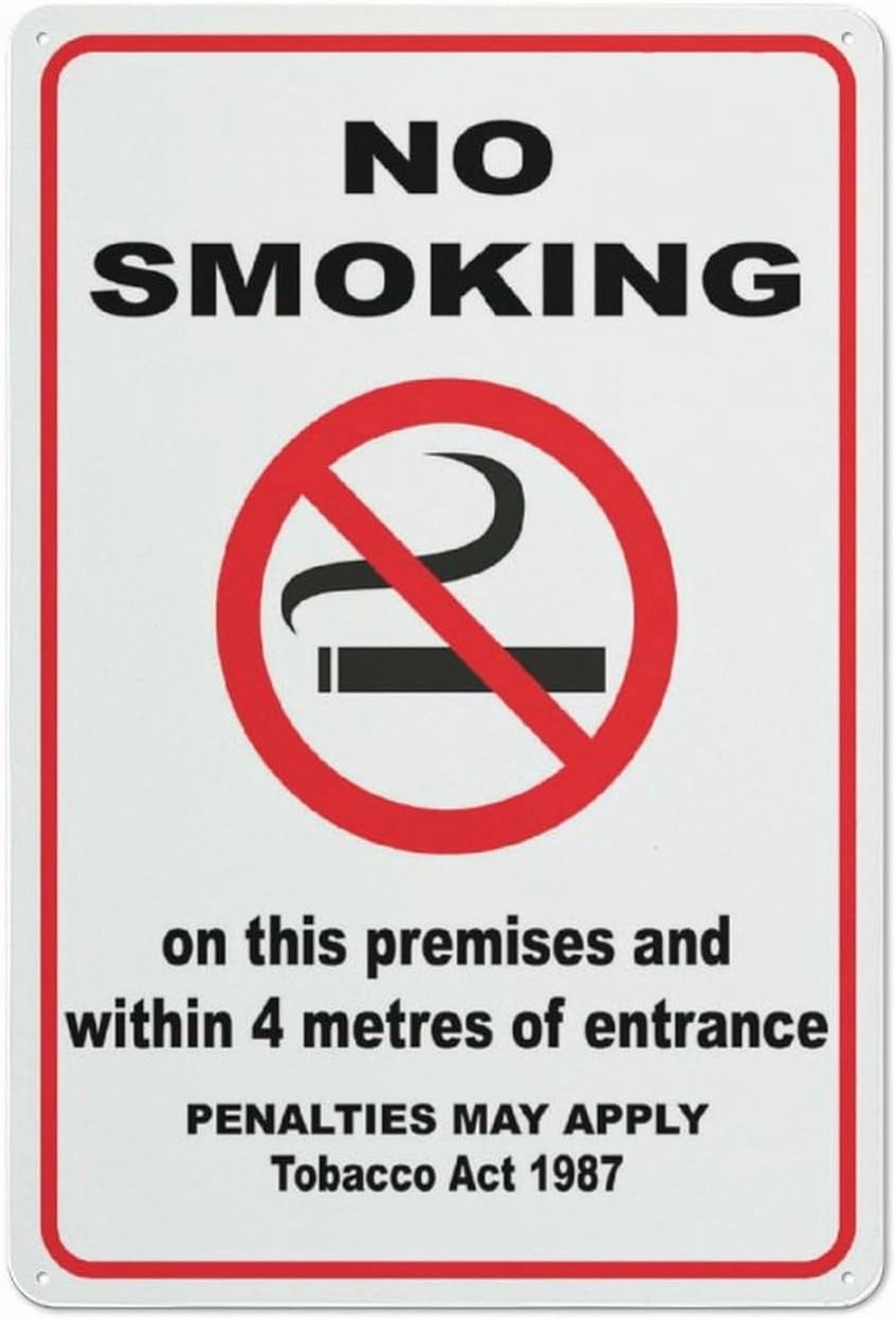 (2-Pack) Metal Tin Sign No Smoking 4 Metres Of Entrance Sign Signs Outdoor, Uv Printed 12 X 8 In, Weatherproof And Security Signs