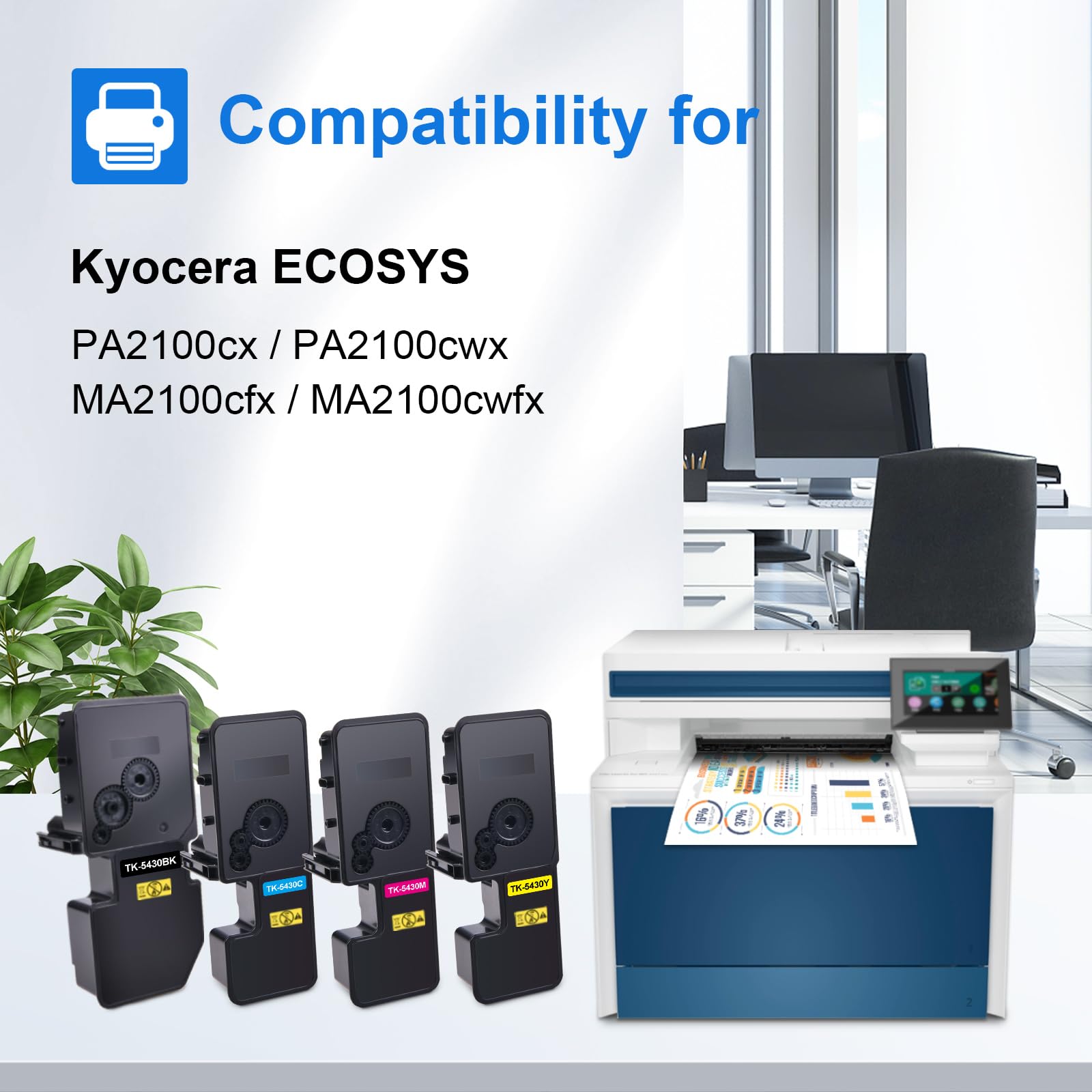 MYCARTRIDGE TK-5430 TK5430 - Cartuccia toner sostitutiva per Kyocera ECOSYS PA2100CWX MA2100CWFX PA2100CX MA2100CFX per Kyocera TK5430 TK-5430 (nero/ciano/magenta/giallo)