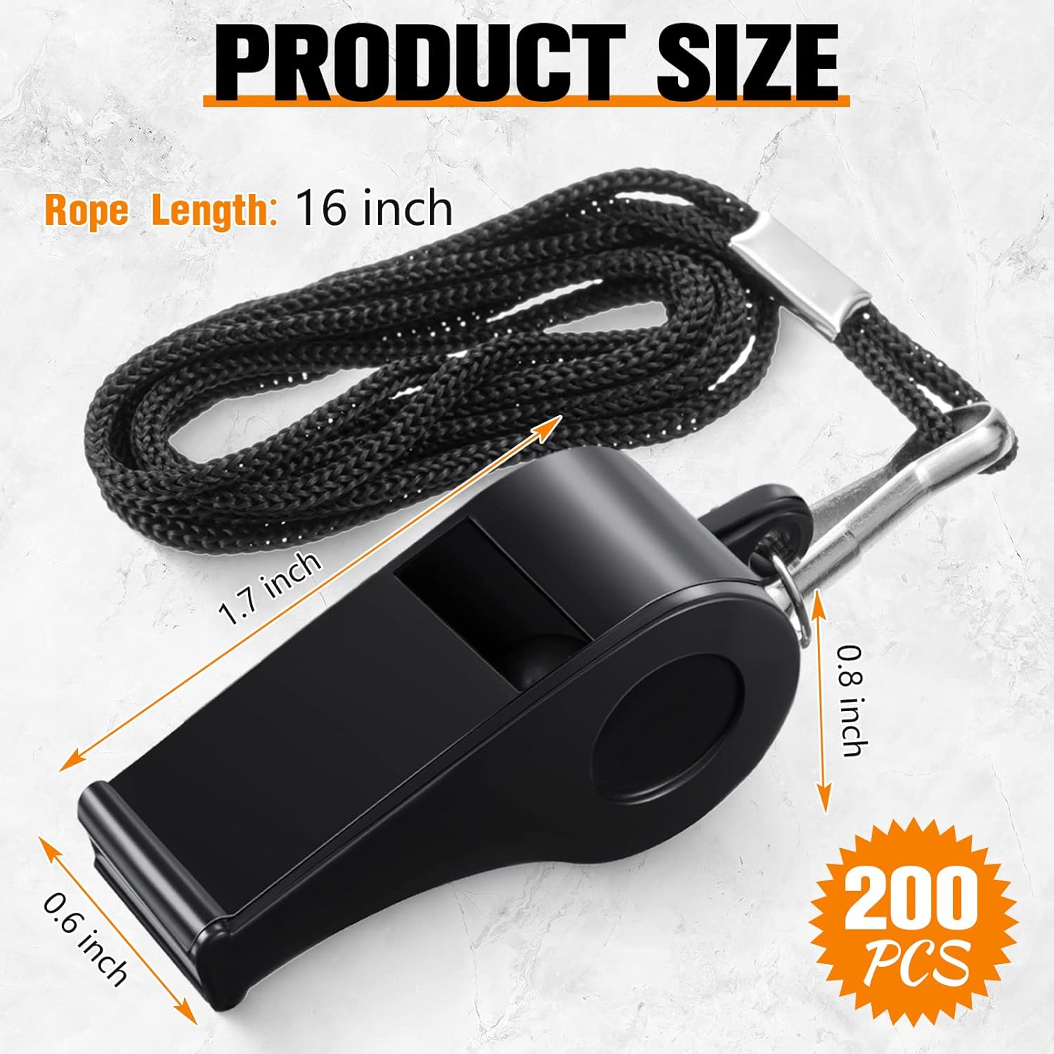 Frienda Black Lanyard Plastic Whistles Referees Fans Cheer Student Whistles Emergencies Survival Whistles Bulk