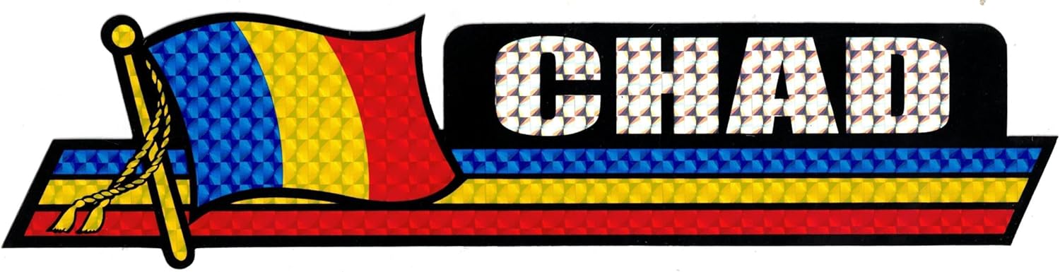 Pack of 24 Chad Flag 3"x12" Reflective Decal Bumper Sticker DCX-050