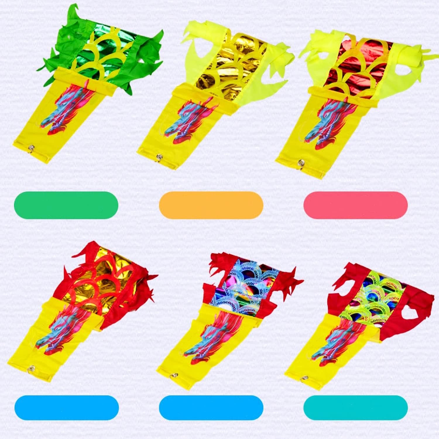 DSJUGGLING 3 Meters (9.8 FT) Golden Scale Dragon Poi, Outdoor Flinging Fitness Dragon Dance 3D Rainbow Color Dragon Ribbon Streamer with Fiberglass Handstick + Travel Bag! (Golden Red Dragon)