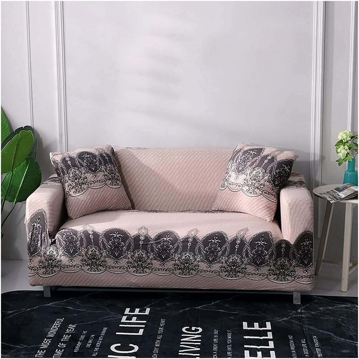 Amazon Com Lylsxy Stretch Sofa Cover Printed Couch Covers Loveseat Slipcovers For 2 Cushion Couches Sofas Elastic Universal Furniture Color N Size 90 140cm Home Kitchen
