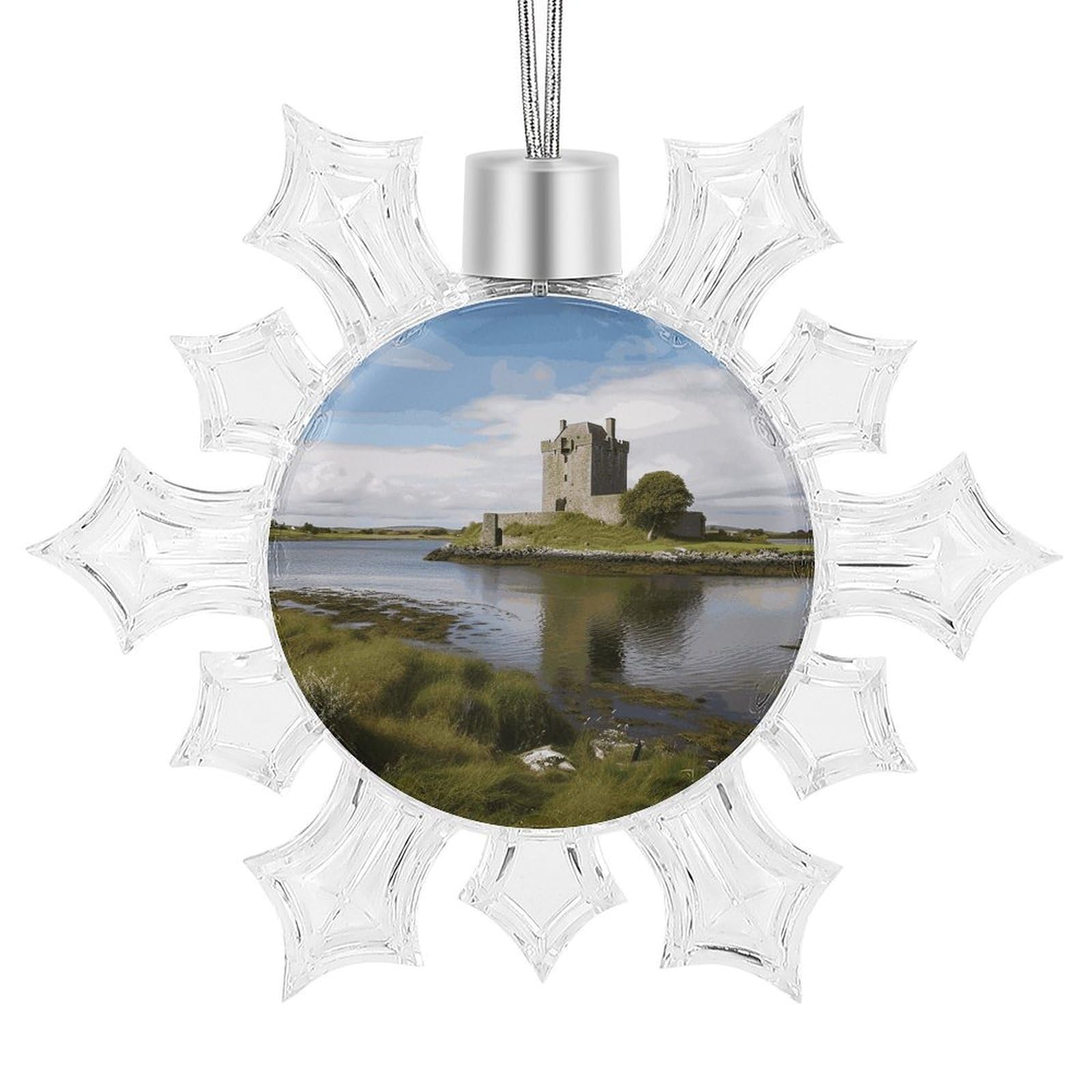 View of The Dunguaire Castle Snowflake Ornaments Cute Snowflake Pendant Exquisite Christmas Tree Ornaments for Christmas Weddings New Year Birthday Holiday Celebration