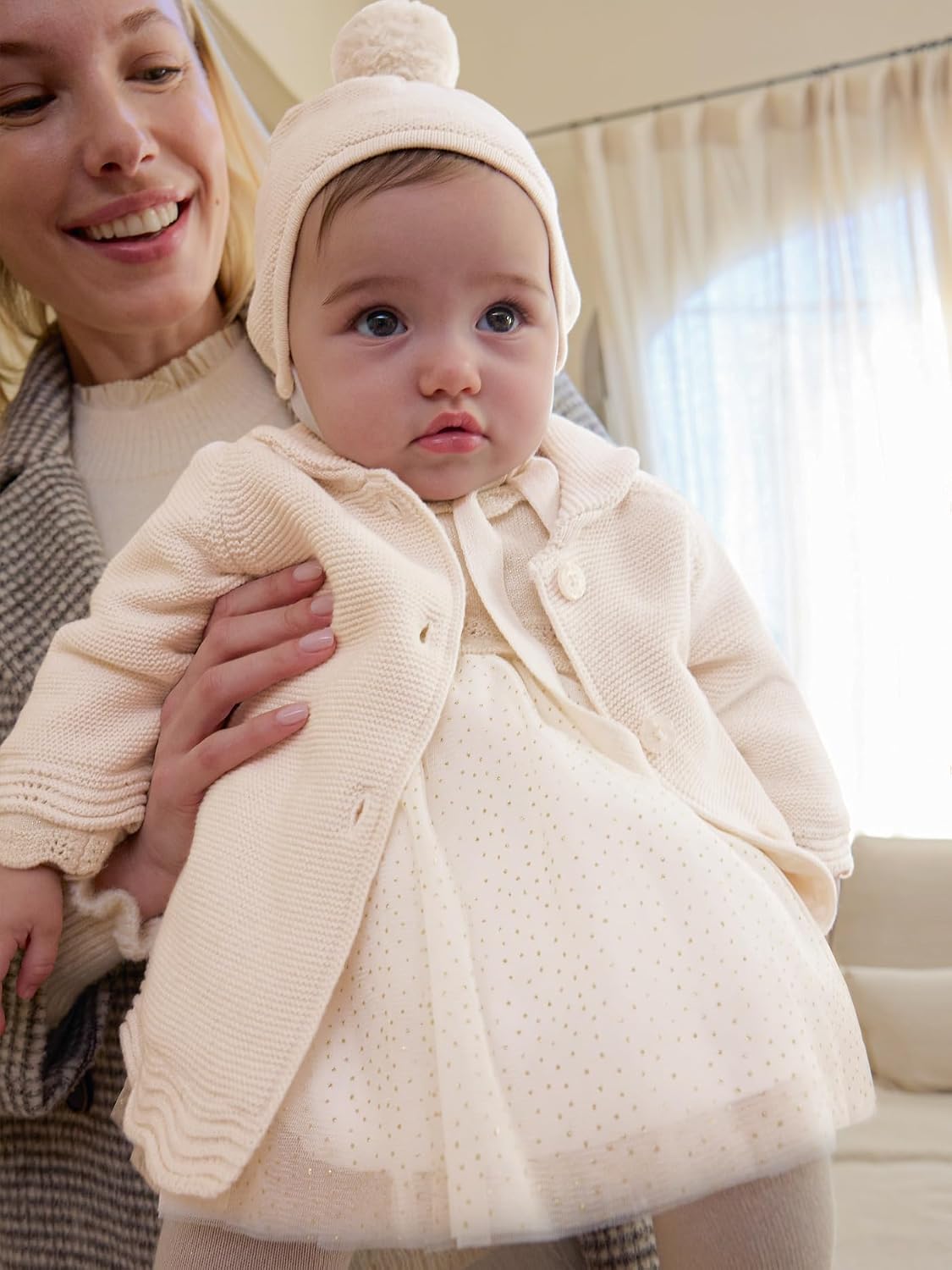 Mayoral Knit coat with Hood for Baby-Girls Pottery