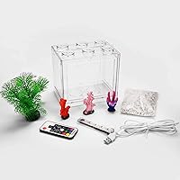 Vista 6 de Pequeño Tanque de Peces Betta, Kit de Tanque de Acuario con Iluminación LED, Conjunto de Tanque de Peces de Combate Apilable de 0.6 Galones