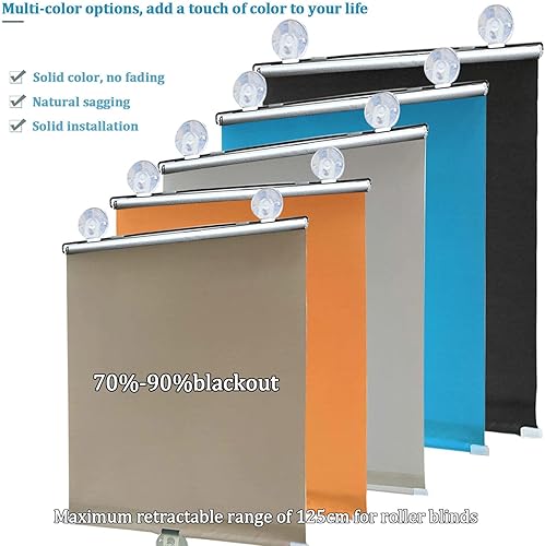 Miniatura 4 de Cortinas opacas para ventana, con ventosas, persianas enrollables sin taladro, 75 % de protección UV, aislamiento térmico temporal, persianas