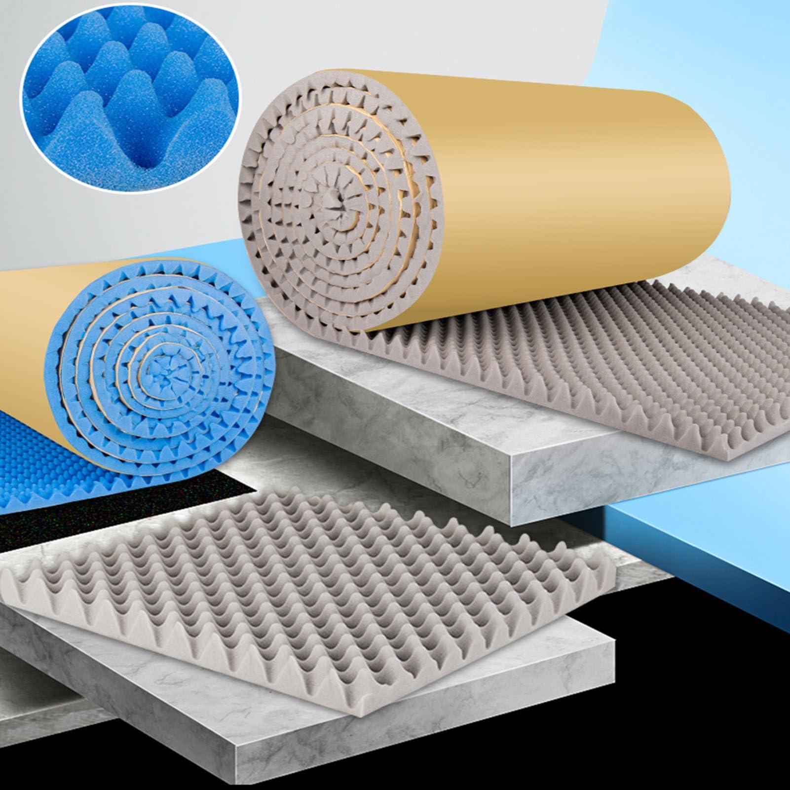 Schiuma insonorizzante, fonoassorbente e resistente al calore, pannelli in schiuma anti-collisione per pareti della palestra, recupero rapido (blu, 3 cm)