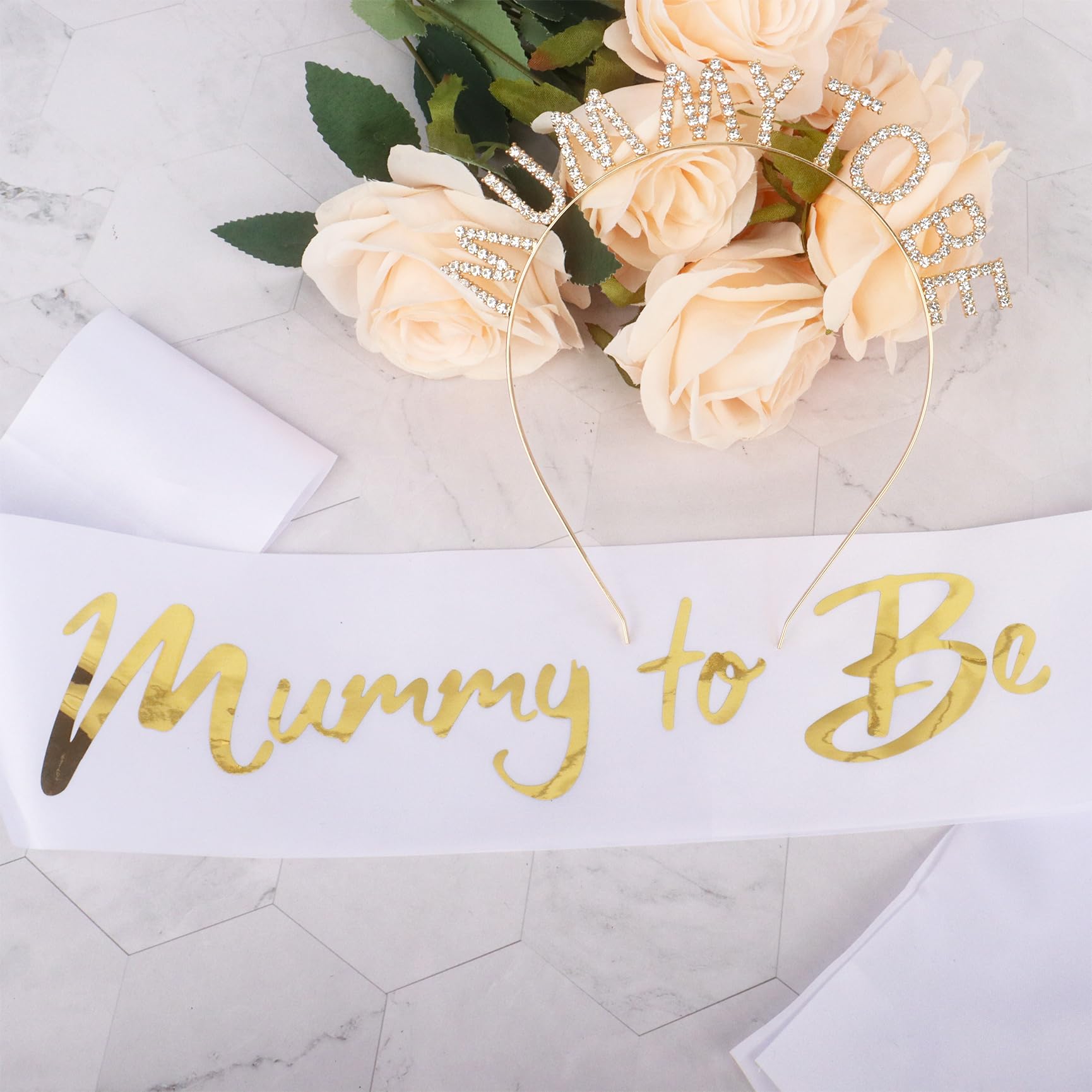 Mummy to Be Sash, Rhinestone Mummy to Be Tiara Headband Baby Shower Sash Party Celebration Supplies Baby Shower Favour Gifts - Image 4