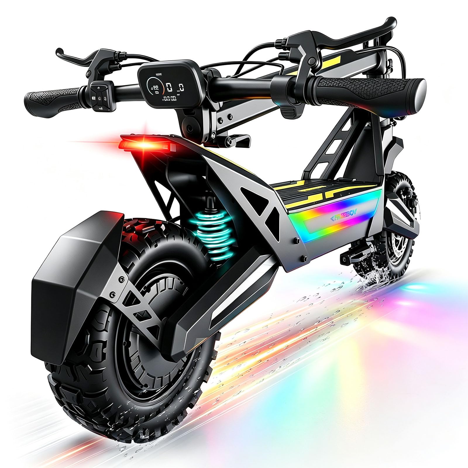 Trottinette Électrique Adulte 1200W - 11" Tout Terrain Trotinette Electrique Pliable Autonomie 55KM,Batterie 48V 18.2Ah Escooter Double Suspension Double Frein Scooter Charge 120kg