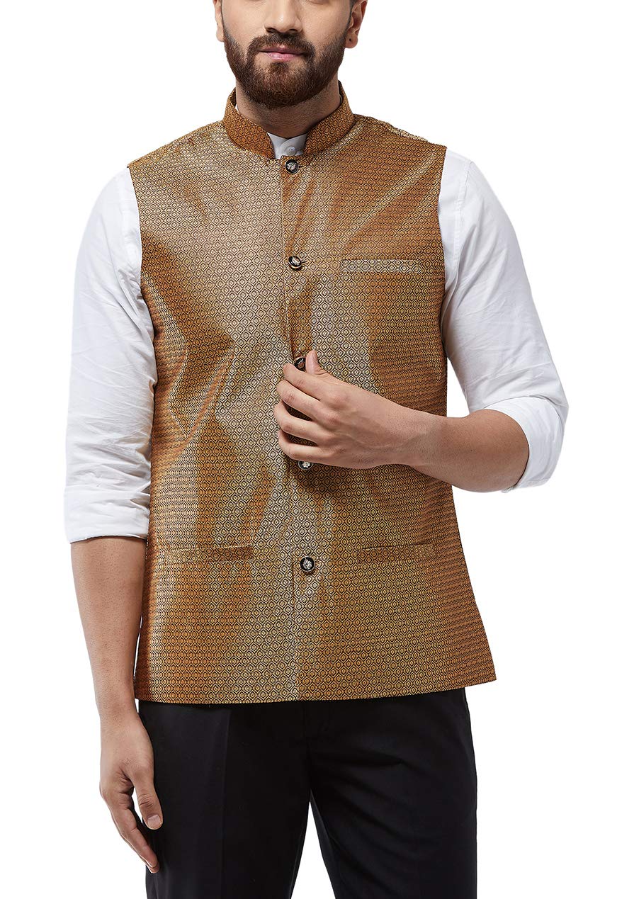 sojanya (Since 1958 Men's Jacquard Silk Self Design Waist Coat-picture-21