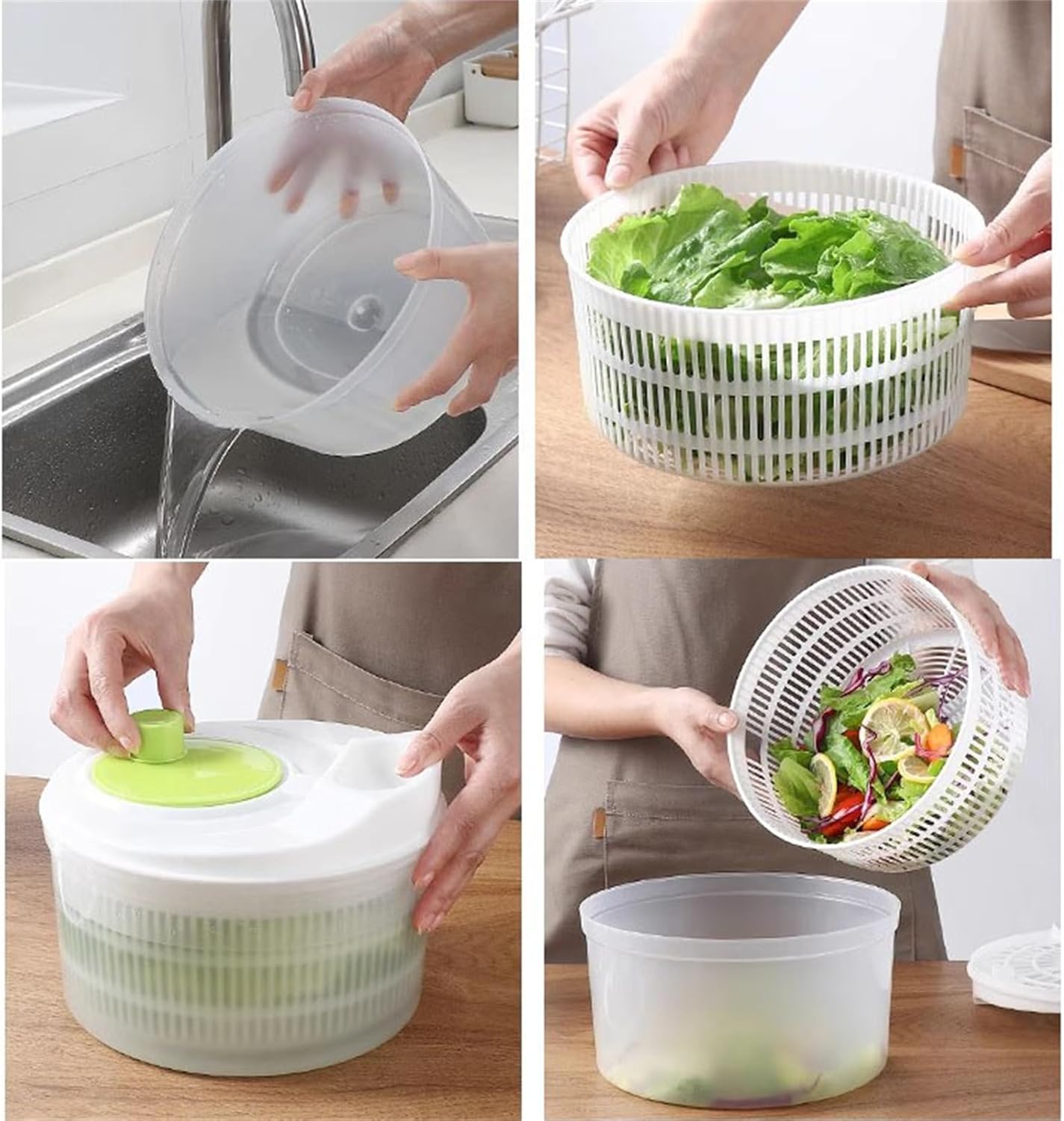 Salad Dryer Salad Spinner Vegetable Washer Fruit Veggie Bowl Salad Spinner with Lid Veggie Dryer for Kitchen Tools of Lettuce Dryer Salad Salad Spinner