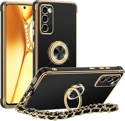 Miniatura 1 de Miss Arts Funda para Samsung Galaxy S20 FE 5G, soporte de anillo de lujo galvanizado con correa, bonito TPU suave para Galaxy S20 FE 5G para mujeres