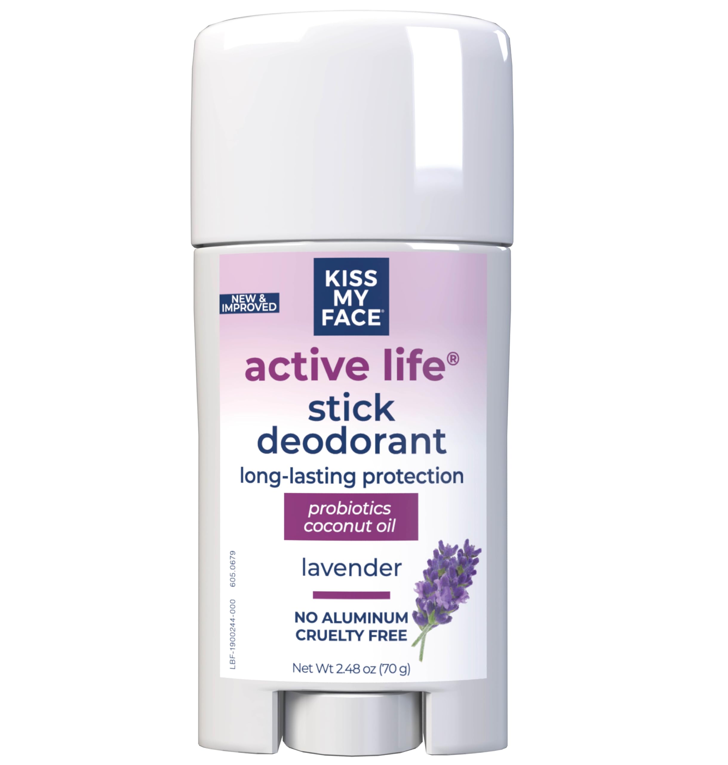 Kiss My Face Active Life Deodorant Contains Naturally Derived Ingredients, 72 Hour Odor Control | Deodorant for Women and Men, Aluminum Free with Coconut Oil and Probiotics, Lavender Scent