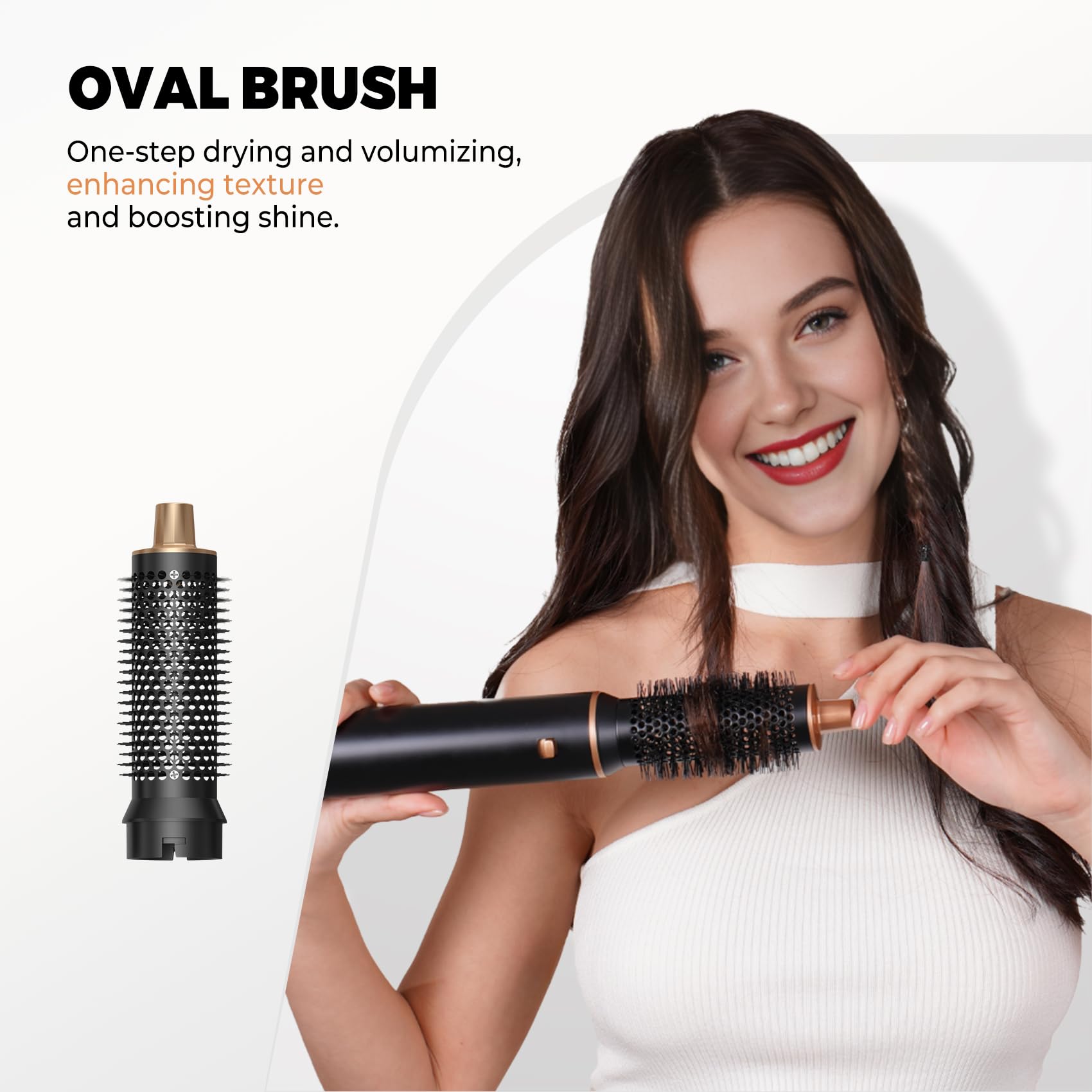 Airstyler 5 in 1 Hairstyler mit Air Lockenstab Föhn Heißluftbürste Haarstyling Geräte Föhnbürste Warmluftbürste Rundbürstenföhn Lockenföhn Stylingbürsten Multi Air Hair Dryer Styler Set, Schwarz/Gold
