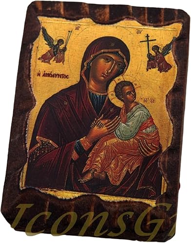 Miniatura 1 de Madera Griega Cristiana Ortodoxa Pequeña Litografía Icono de Madera A6_5