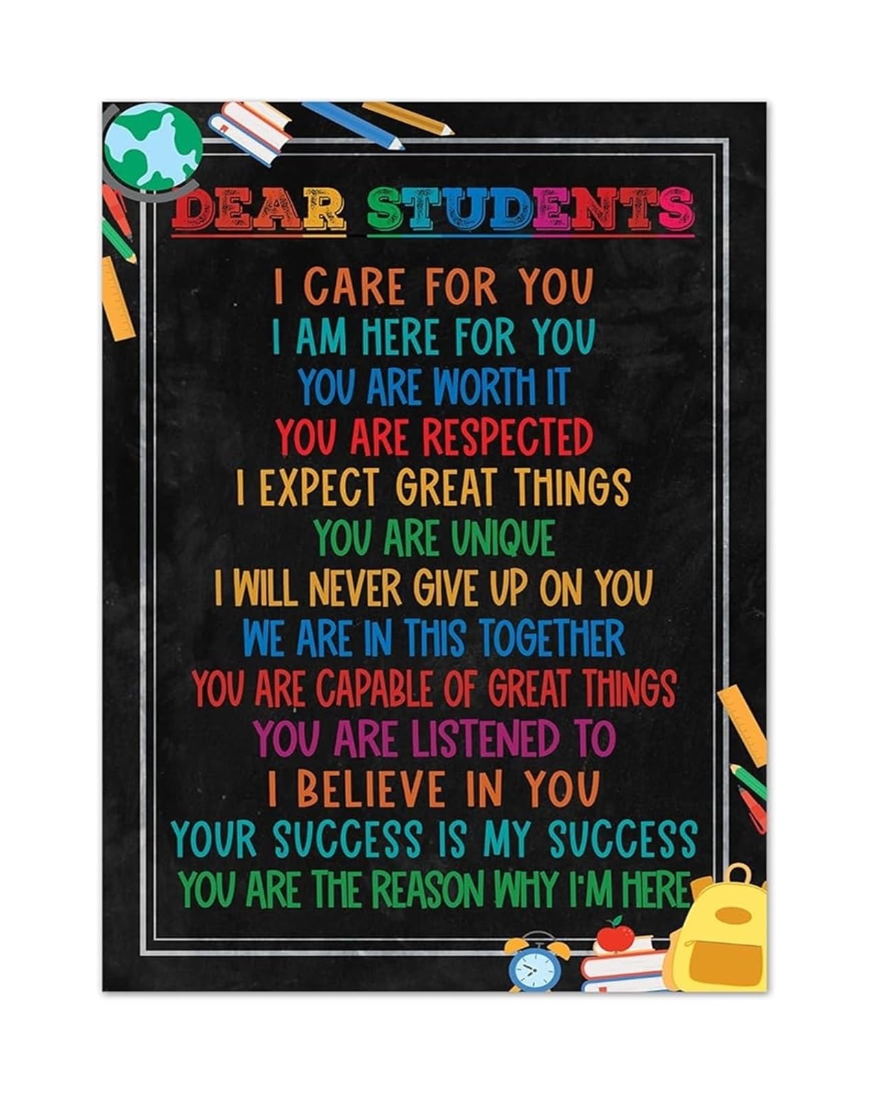 RNUMLIGH Classroom Inspiration Poster - Dear Students Motivational Wall-Art with Affirmations for Teachers(Unframed,12x18inch(30x45cm))