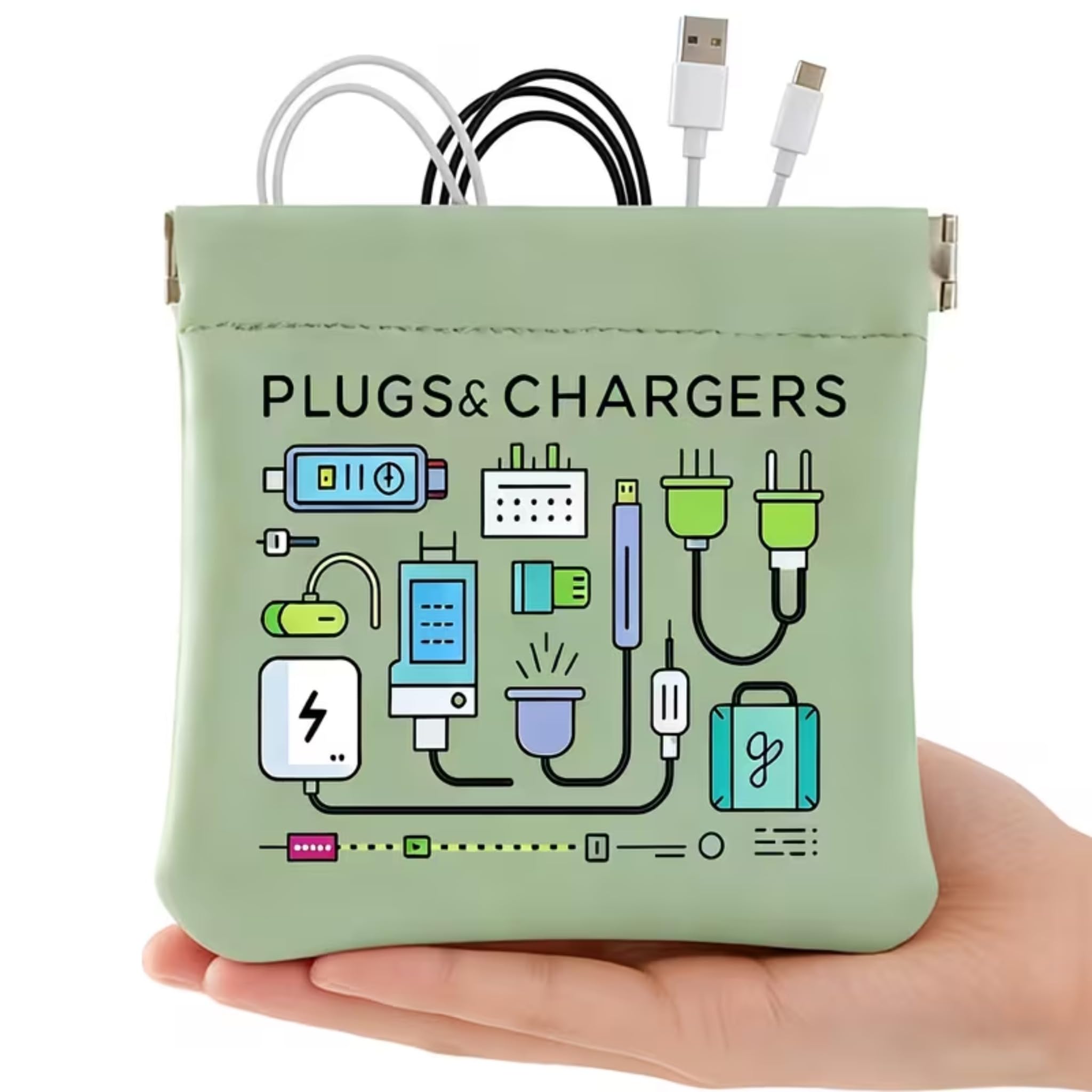Travel Cable Organizer Pouch, Portable Charger & Cord Storage Bag, Waterproof Electronics Accessories Case for USB Cables, Phone Chargers, Earbuds, Power Bank, Travel Essentials