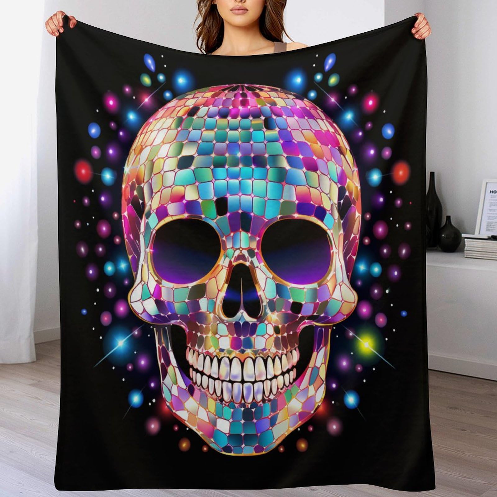 Ggjjtt Skull Blanket Soft Plush Sofa Blanket, Flannel Blankets For Settees/Chairs/Bed - Lightweight, Warm, Cozy And Durable150×200Cm