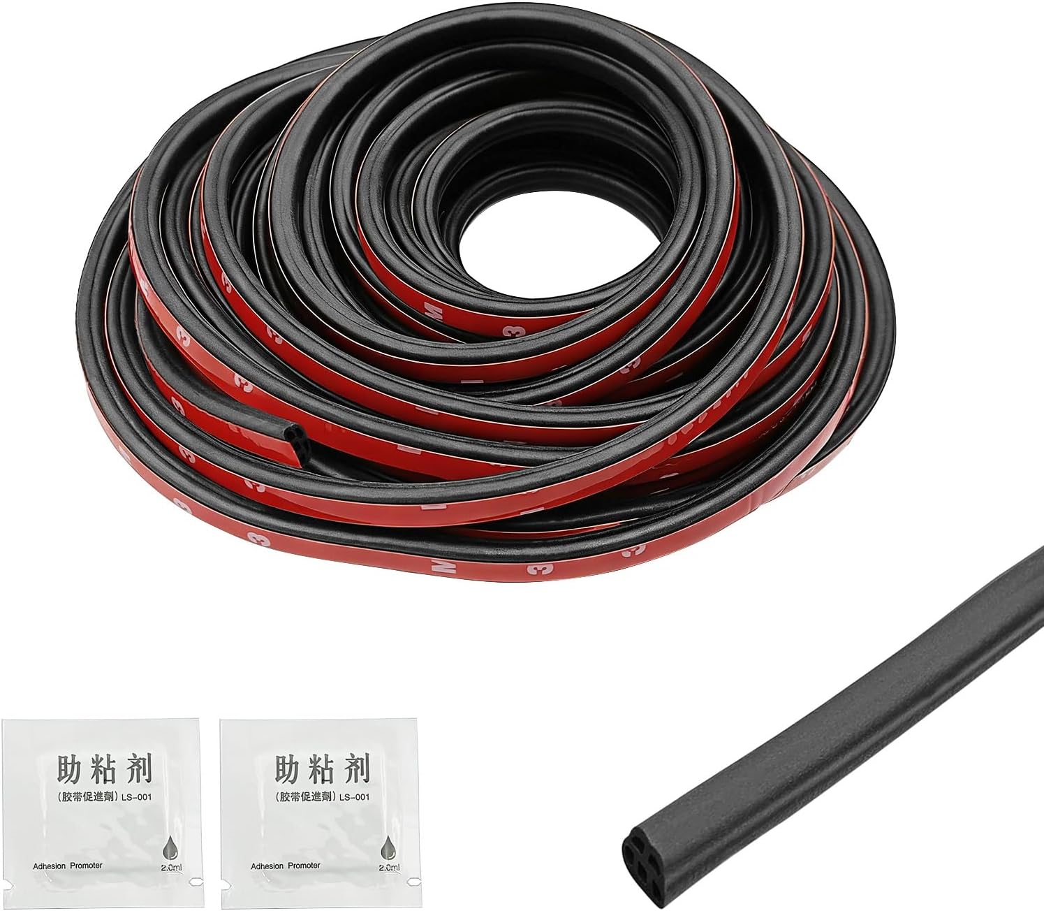 Car Door Seal Strip, 32.8FT Double Layer 5-Hole Rubber Noise Insulation Vehicle Weather Stripping, Self Adhesive Auto Sealing Strip, Universal for SUV, Truck, RV