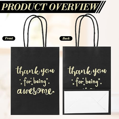 Miniatura 6 de Jetec 50 bolsas de regalo de papel de agradecimiento para trabajadores sociales, voluntarios y voluntarios, con asas para compañeros de trabajo,