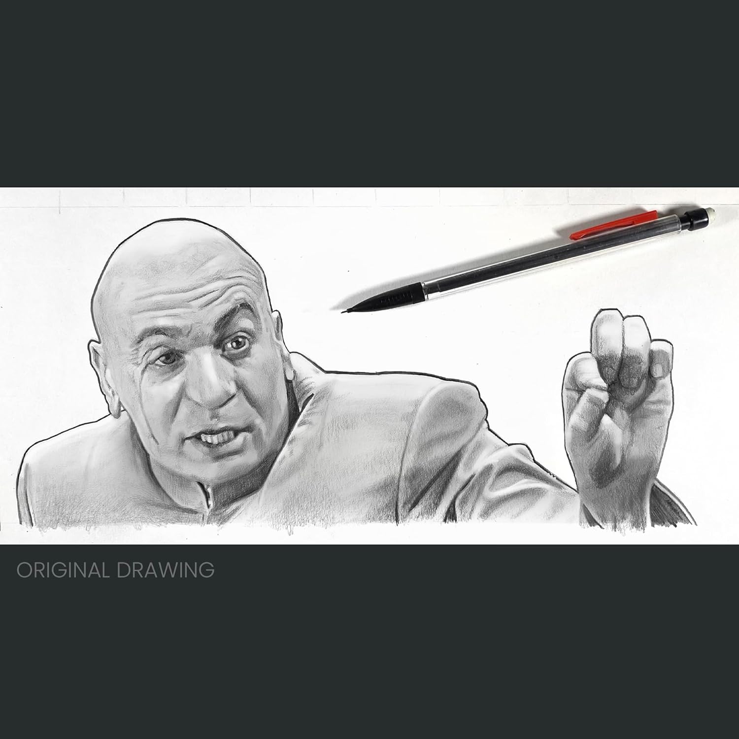 Dr. Evil Zip It Funny Coffee Mug for Austin Powers Mike Myers Fan, 90's Comedy Movie Lover Gift, Film Buff Art, Pencil Drawing Present for Cinephile (15 oz. Ceramic Mug)