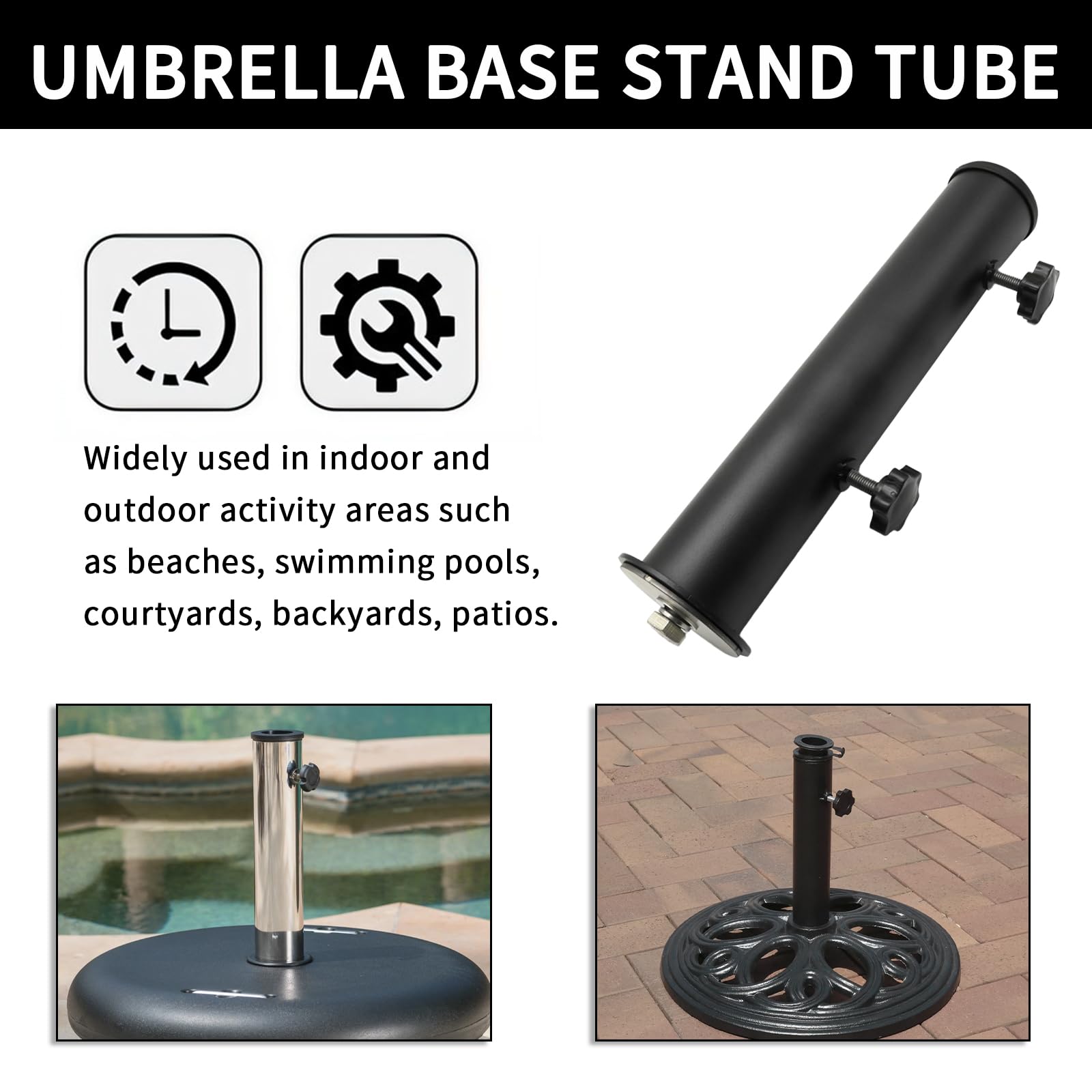 LIDSCURA Outdoor Patio Umbrella Base Stand Tube, Stainless Steel Table Umbrella Holder with 3 Pipe Sleeves, Flag Pole Tube Mount for Garden Yard Backyard Beach : Patio, Lawn & Garden