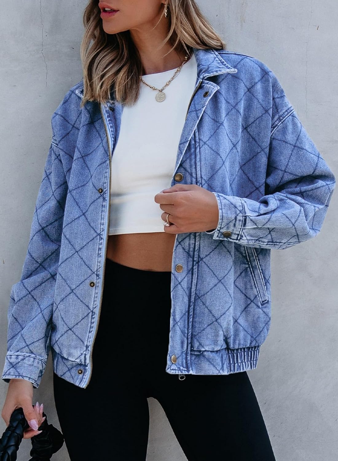 Sidefeel Women's Jean Jacket Long Sleeve Zimbaplatinum Overszied Denim Jackets Shacket Coat Fashion Spring Outfits 2025 - Image 5