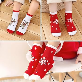 5 Paires Chaussettes Noël Enfants - Motifs Mignons, Douces Et Chaudes (75% Coton) - Cadeau Idéal Pour Filles Et Garçons - Lavage Machine