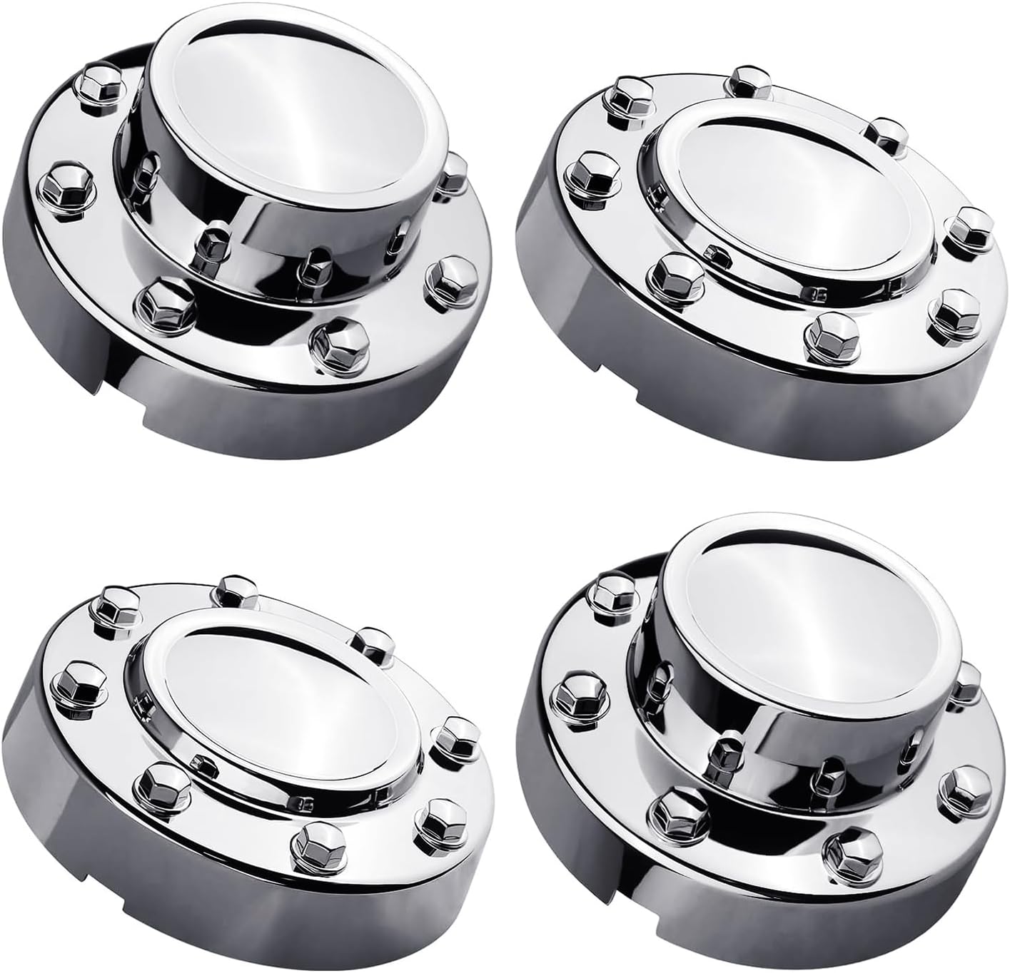 KARPAL Front and Rear Wheel Center Hubcap Compatible with 2011-2018 Ram 3500 1-TON Dually DRW, Alcoa Alloy, (2Pcs Front), (2Pcs, Rear)