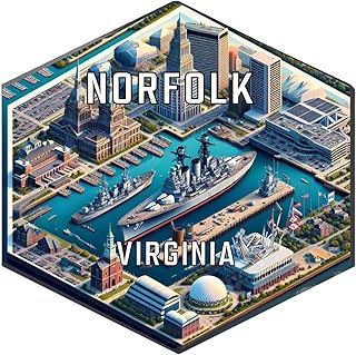 Norfolk Virginia Souvenir Travel Destination Die Cut Hexagon Decorative Flat Magnet 2-Inch