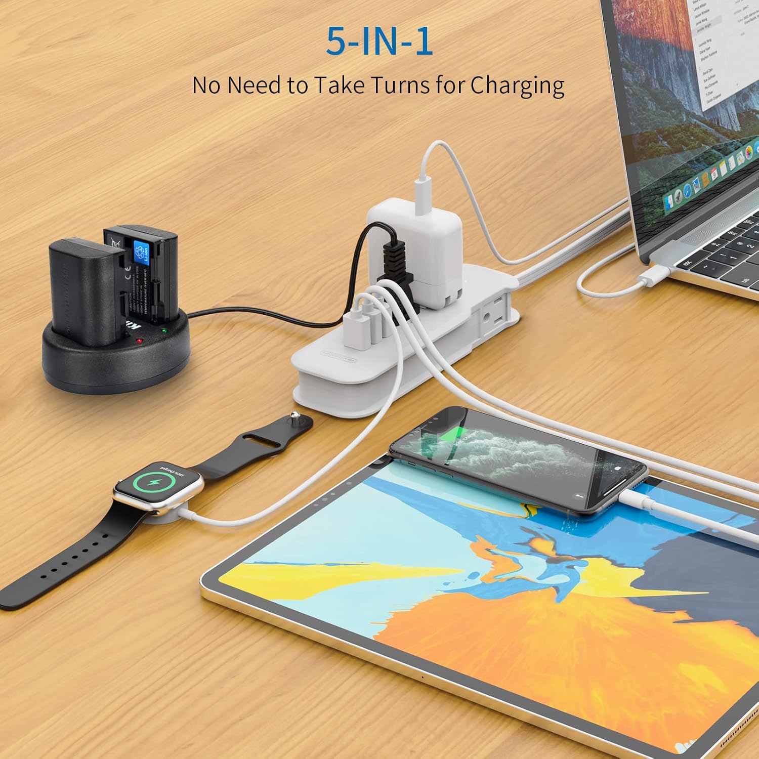 USB C Travel Power Strip, 4 Outlets 3 USB (1 USB-C) and 2 Outlets 3 USB Ports Portable Power Strip Bundle, Short Extension Cord Retractable, Compact Size for Hotel Travel Cruise Essentials, White