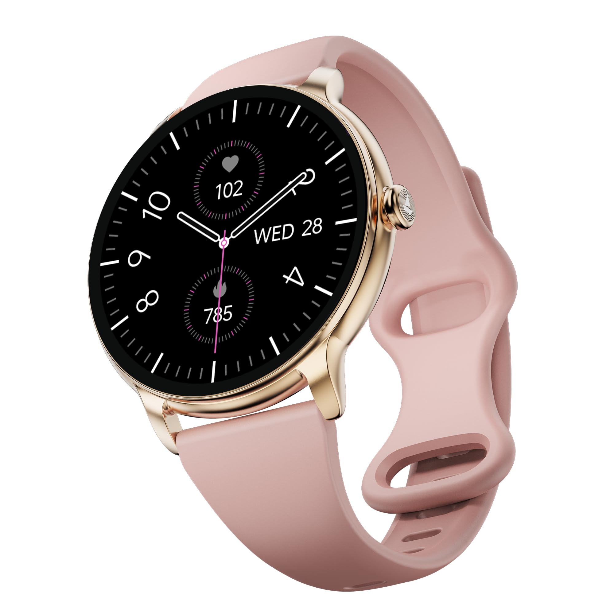 Boat Chrome Iris Fashion Smart Watch for Women - Elegant Ultra-Sleek Dial, Light-Weight Metal Body, 1.32" AMOLED Display, 1000 Nits, AOD, Female Wellness Tracking Watch for Woman (Rose Pink)-image-0