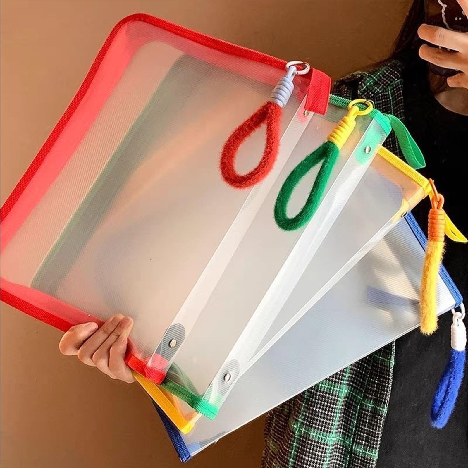 Borsa trasparente per documenti di grande capacità, con cerniera e manico, formato A4, trasparente, borsa impermeabile utilizzata per organizzare libri, foto, documenti, giocattoli, ecc